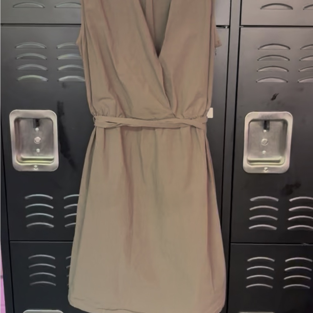 LOFT Tan Wrap Mini Dress